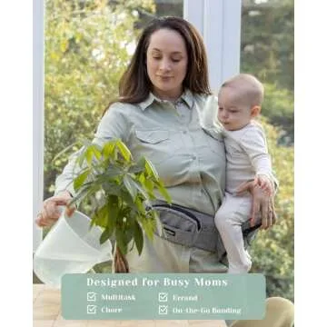CozyOne-Mom's Choice Award Winner-CPC-Certified Baby Hip Carrier, Adjustable Waistband with Abdominal Support Design & Various Pockets for Newborns & Toddlers 8-44 lbs Carrier (Grey)