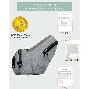 CozyOne-Mom's Choice Award Winner-CPC-Certified Baby Hip Carrier, Adjustable Waistband with Abdominal Support Design & Various Pockets for Newborns & Toddlers 8-44 lbs Carrier (Grey)