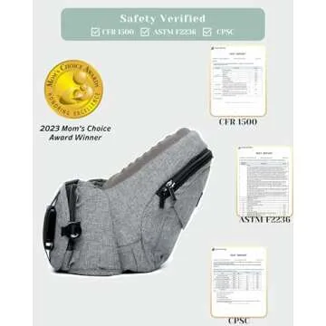 CozyOne-Mom's Choice Award Winner-CPC-Certified Baby Hip Carrier, Adjustable Waistband with Abdominal Support Design & Various Pockets for Newborns & Toddlers 8-44 lbs Carrier (Grey)