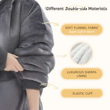 Homemate Packable Wearable Blanket Hoodie for Adults, Hooded Oversized Sweatshirt Hoodie Blankets for Women, Gift for Mom