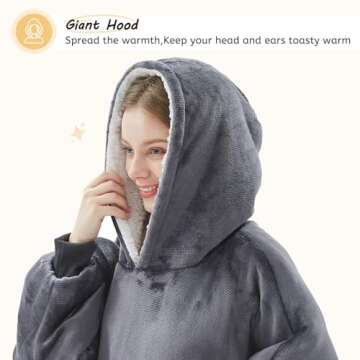 Homemate Packable Wearable Blanket Hoodie for Adults, Hooded Oversized Sweatshirt Hoodie Blankets for Women, Gift for Mom