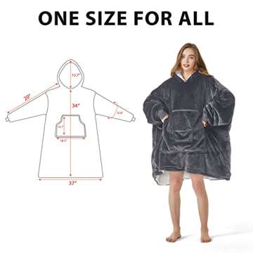 Homemate Packable Wearable Blanket Hoodie for Adults, Hooded Oversized Sweatshirt Hoodie Blankets for Women, Gift for Mom