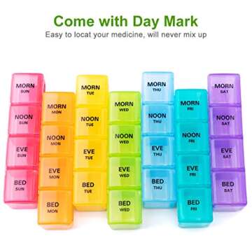 Sukuos Weekly Pill Organizer With 4 Daily Compartments