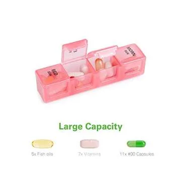 Sukuos Weekly Pill Organizer With 4 Daily Compartments