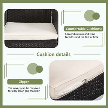 Vnewone 3-Piece Patio Furniture Wicker Set Chairs Outdoor