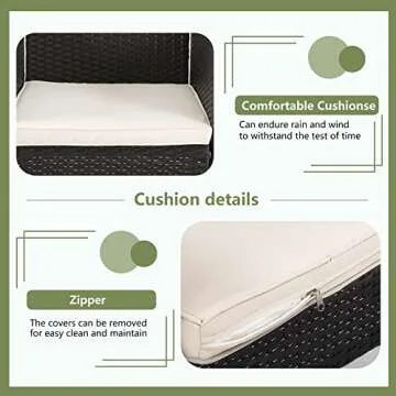 Vnewone 3-Piece Patio Furniture Wicker Set Chairs Outdoor