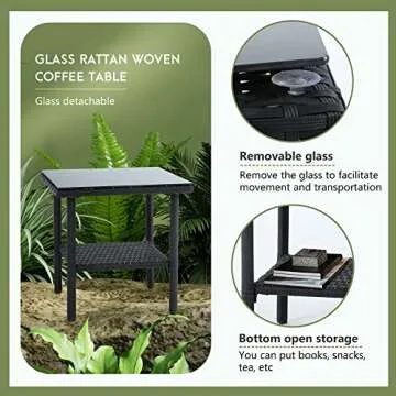 Vnewone 3-Piece Patio Furniture Wicker Set Chairs Outdoor