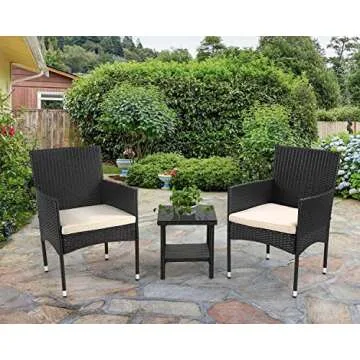 Vnewone 3-Piece Patio Furniture Wicker Set Chairs Outdoor