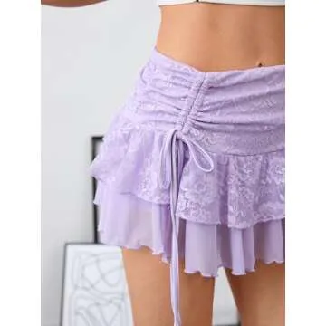 Verdusa Y2K Layered Ruffled Mini Skirt in Lilac Purple