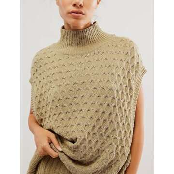 Bozanly Womens 2 Piece Sweater Set Mock Neck Cap Sleeve Knit Vest Split Mini Skirt Outfits