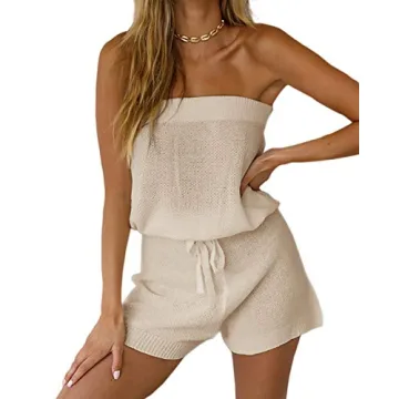 Chang Yun Womens Summer Jumpsuits Casual Loose Sleeveless Off Shoulder Elastic Waist Romper Loungewe...