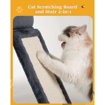 Aechonow Cat Tree Tower for Large Cat, 20 * 16.5 Inch Spacious Perch for Adult Cats, Big Condo Cave Bed for Indoor Kittens, Cat Toy and Scratching Post, Dark Gray