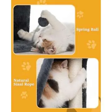 Aechonow Cat Tree Tower for Large Cat, 20 * 16.5 Inch Spacious Perch for Adult Cats, Big Condo Cave Bed for Indoor Kittens, Cat Toy and Scratching Post, Dark Gray