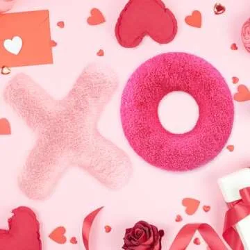 Muglunar 2 Pcs Valentines Throw Pillow Cute XO Pillow Plush Fuzzy Pink Cushion for Girly Friends Children Living/Dining Room Gift Pink Valentines Day Decor