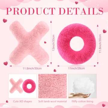 Muglunar 2 Pcs Valentines Throw Pillow Cute XO Pillow Plush Fuzzy Pink Cushion for Girly Friends Children Living/Dining Room Gift Pink Valentines Day Decor