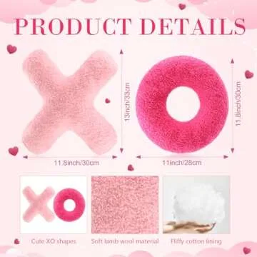 Muglunar 2 Pcs Valentines Throw Pillow Cute XO Pillow Plush Fuzzy Pink Cushion for Girly Friends Children Living/Dining Room Gift Pink Valentines Day Decor