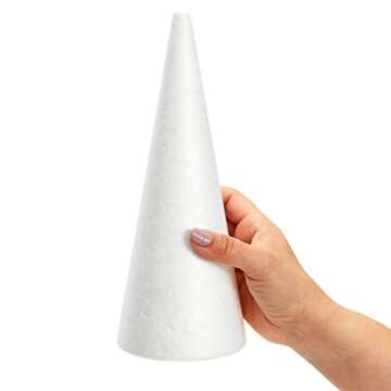 Bright Creations 6 Pack Foam Cones for Crafts, DIY Art Projects, Handmade Gnomes, Trees, Holiday Decorations (3.8 x 9.5 in) - Craft Cones - Foam Tree Cones