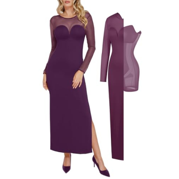 Popilush Long Sleeve Shapewear Maxi Dress for Women