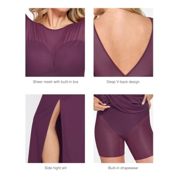 Popilush Long Sleeve Shapewear Maxi Dress for Women