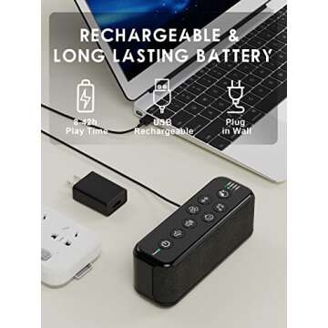 Portable White Noise Machine for Adults Kids with 42 Soothing Sounds, Rechargeable Travel Sound Machine, Rain & Ocean Sounds, Auto-Off Timer & 8-Level Volume Control
