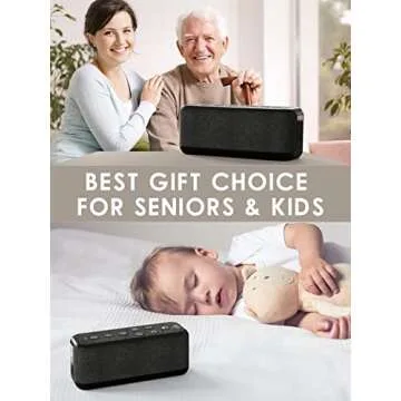 Portable White Noise Machine for Adults Kids with 42 Soothing Sounds, Rechargeable Travel Sound Machine, Rain & Ocean Sounds, Auto-Off Timer & 8-Level Volume Control