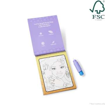 Melissa & Doug On the Go Water Wow! Reusable Water-Reveal Activity Pad - Makeup and Manicures - FSC Certified