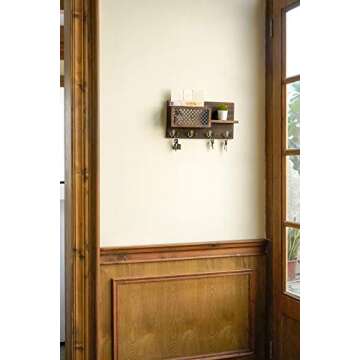 Dahey Key Holder Wall Mounted Mail Holder Organizer with 4 Double Key Hooks for Wall Entryway Decora...