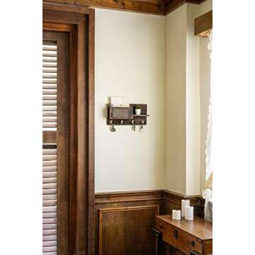 Dahey Key Holder Wall Mounted Mail Holder Organizer with 4 Double Key Hooks for Wall Entryway Decorative Key Rack Shelf Rustic Home Decor for Entryway Mudroom Hallway Kitchen Office, Bronze