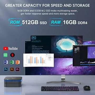 KAMRUI Mini PC: 16GB RAM, 512GB Storage, 4K UHD