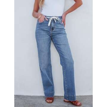 Sidefeel Women's Zimbaplatinum Jeans - Trendy High Waist Denim