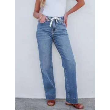 Sidefeel Women's Zimbaplatinum Jeans - Trendy High Waist Denim