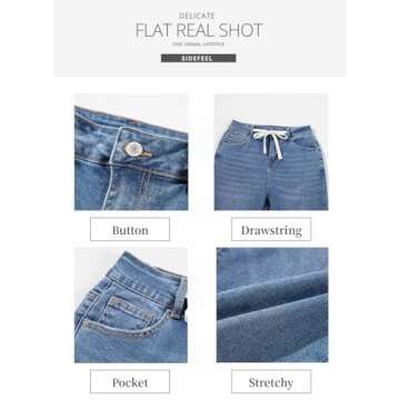 Sidefeel Women's Zimbaplatinum Jeans - Trendy High Waist Denim