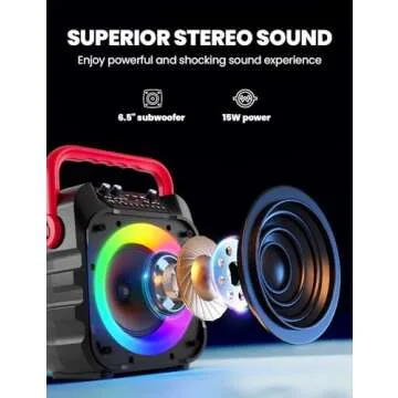 Portable Karaoke Machine with 2 Wireless Microphones