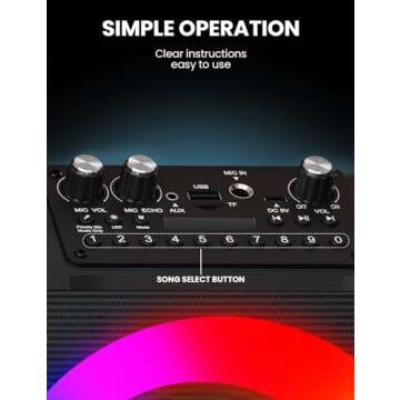 Karaoke Machine with Two Wireless Microphones, Portable Karaoke Machine for Adults & Kids, Portable Bluetooth Speaker with PA System, LED Lights, Supports TF Card/USB, AUX in, FM, USB,TWS (Red)…