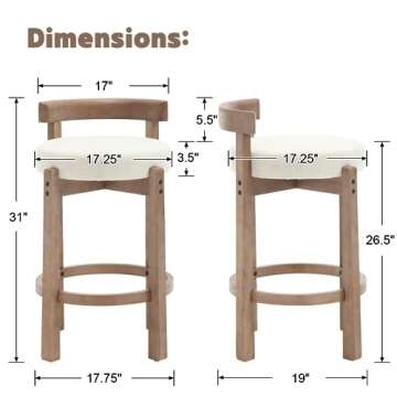 LukeAlon Mid Century Linen Counter Stools Set of 4 - Comfortable & Stylish Seating