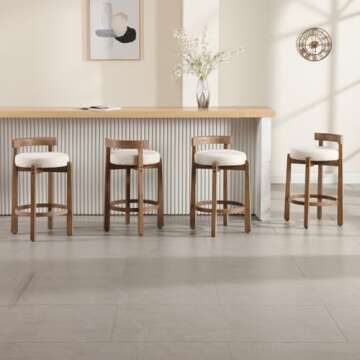 Stylish LukeAlon Mid Century Linen Counter Stools Set