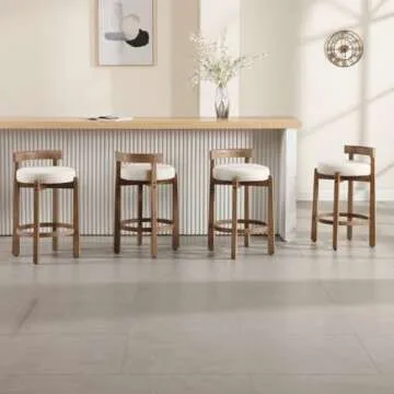 Stylish LukeAlon Mid Century Linen Counter Stools Set