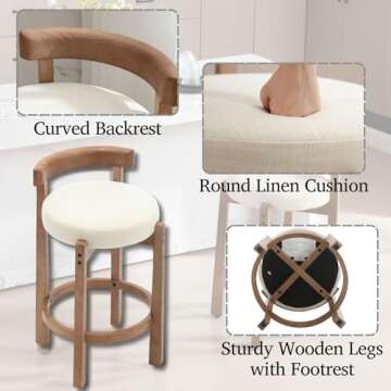 Stylish LukeAlon Mid Century Linen Counter Stools Set