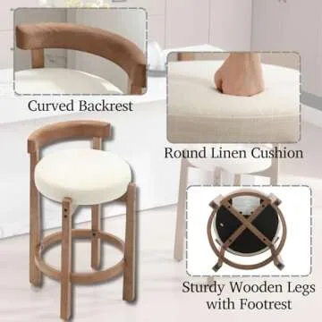 Stylish LukeAlon Mid Century Linen Counter Stools Set