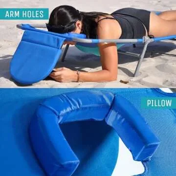 Ostrich Ladies Comfort Lounger Portable Reclining Outdoor Patio Beach Lawn Camping Pool Tanning Chair with Chest Support, Ocean Blue