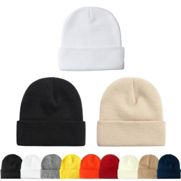 NPQQUAN 3 Packs Unisex Beanie Hats - Versatile Winter Knit Beanies