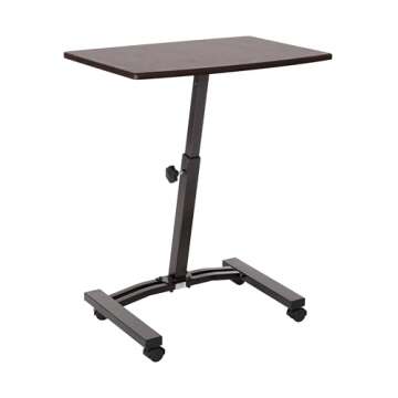 Seville Classics WEB162 Mobile Laptop Computer Desk Cart Height-Adjustable from 20.5" to 33", Slim, Walnut