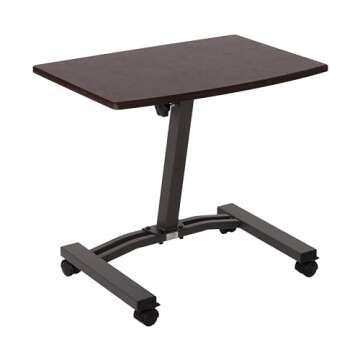Seville Classics WEB162 Mobile Laptop Computer Desk Cart Height-Adjustable from 20.5" to 33", Slim, Walnut
