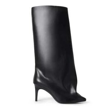 Lunhonk Knee High Boots Women, Slouchy Shark Boots with Pointed Toe Stiletto Heel Long Stylish Pull ...
