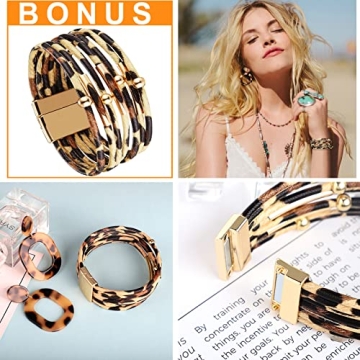 FIFATA Boho Earrings Set Stylish Rattan Acrylic Jewelry