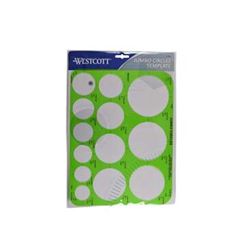 Westcott T-826 Jumbo Circles Template, Plastic Shape Template Tool, 8.75 by 11.5 in