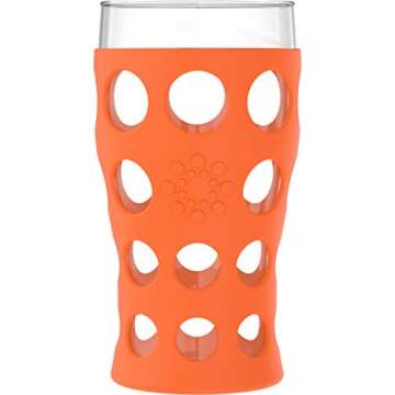 Lifefactory 20-Ounce Indoor/Outdoor Protective Silicone Sleeve Beverage Glass, 4 Count (Pack of 1), ...