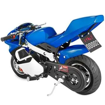 XtremepowerUS Gas Pocket Bike Mini Motorcycle Ride-On 40cc 4-Stroke Engine for Kids Padded Seat EPA Approved (Blue)