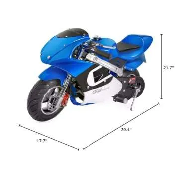 XtremepowerUS Gas Pocket Bike Mini Motorcycle Ride-On 40cc 4-Stroke Engine for Kids Padded Seat EPA Approved (Blue)