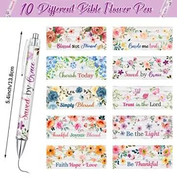 Tinlade 10 Pcs Christian Pens for Women Religious Ink Pens graduation gifts Inspirational Quotes Bible Verse Ballpoint Funny Office Supplies for Women Men Coworker(Flower)